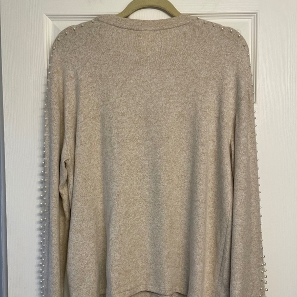 H&M Beige Sweater with Pearl Sleeves - Picture 6 of 13